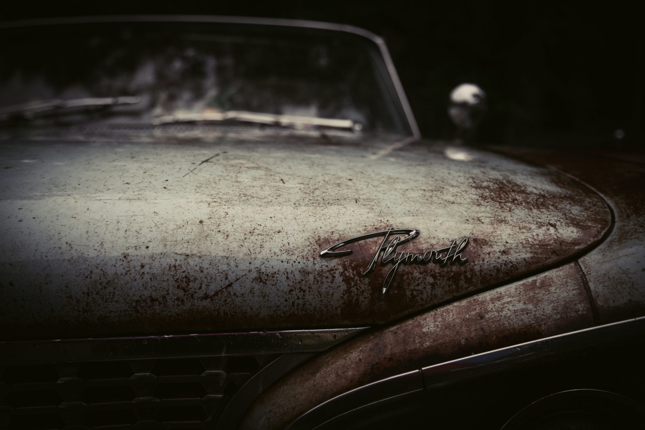 closeup photography of vintage car